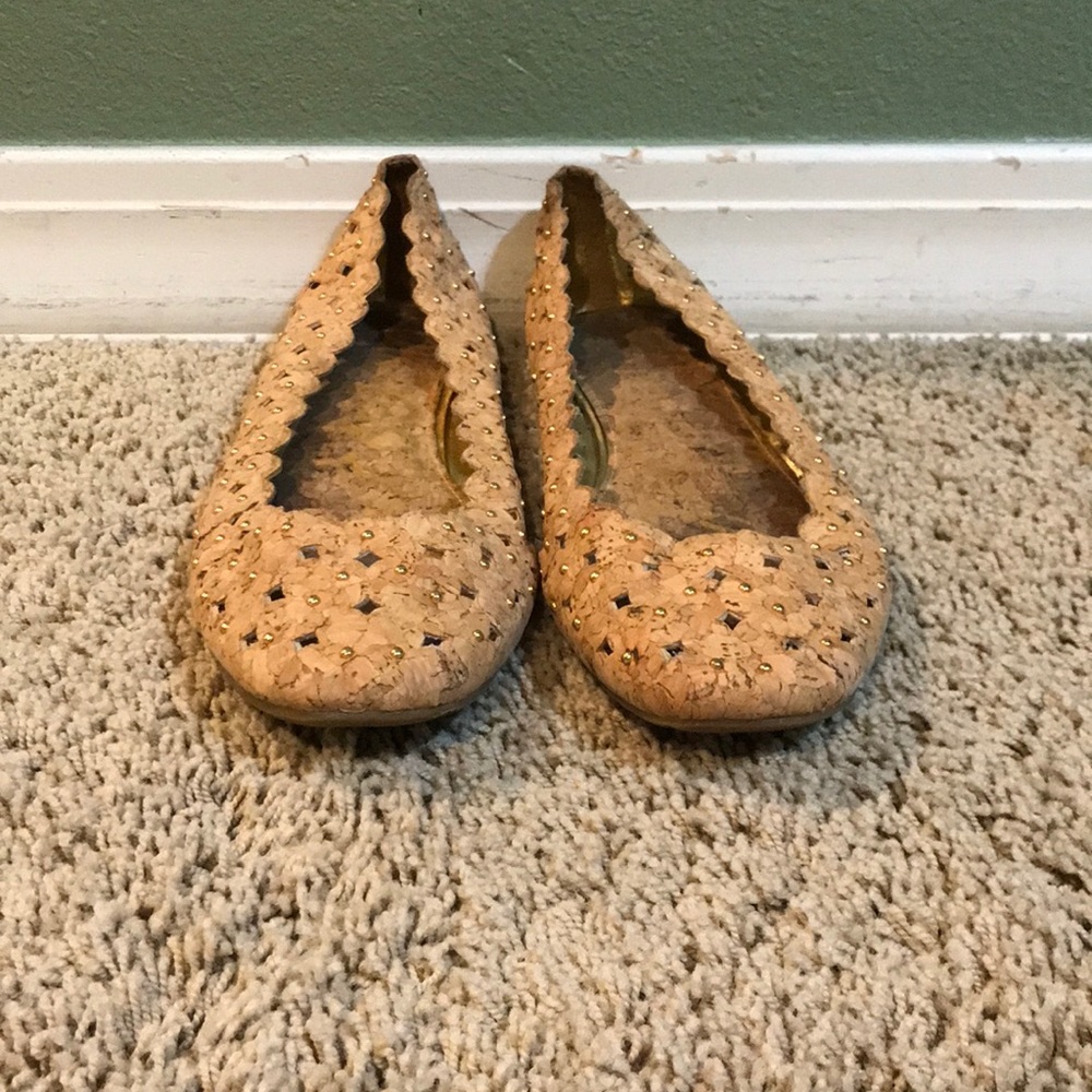 Sam Edelman Tan Leather Flats with gold dots